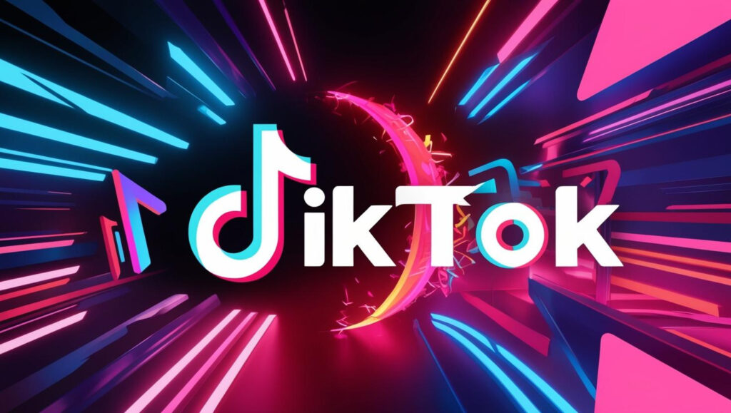 Ein farbenfrohes Bild mit dem Schriftzügen TikTok