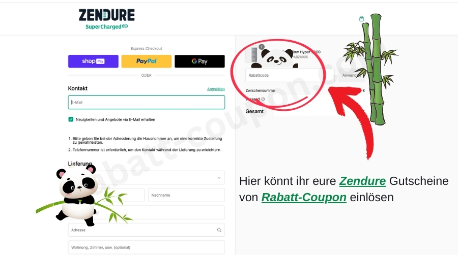 Im Warenkorb könnt ihr den Zendure-Gutscheincode von Rabatt-Coupon einlösen.