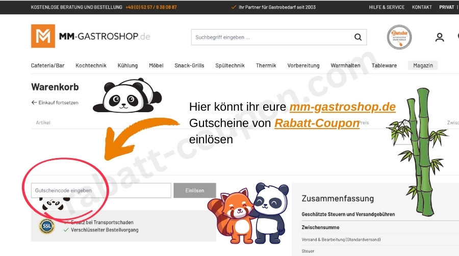 Im Warenkorb könnt ihr den mm-gastroshop.de-Gutscheincode von Rabatt-Coupon einlösen.